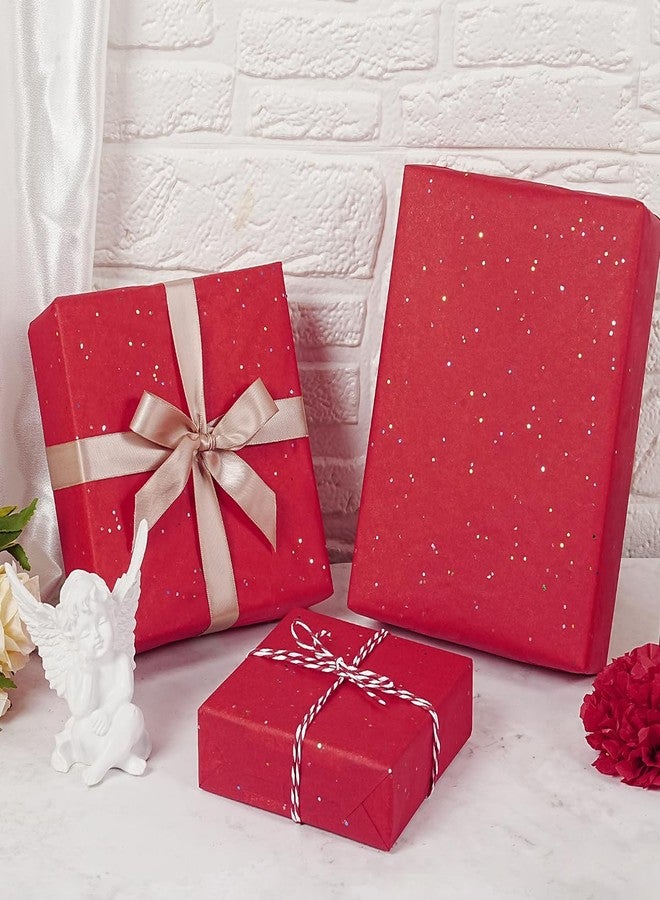 MAMUNU 60 Sheets Red Tissue Paper for Gift Bags, 20 × 14 inch Red Glitter Tissue Paper for Gift Wrapping Packaging DIY Crafts, Sparkle Wrapping Tissue Bulk for for Christmas Birthday Party Decoration Holiday - Image 4